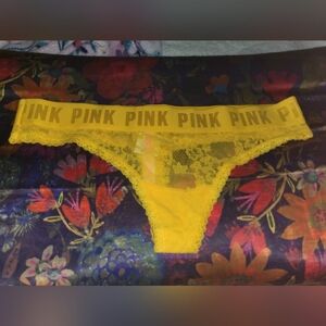 PINK Victoria's Secret Yellow Lace Thong